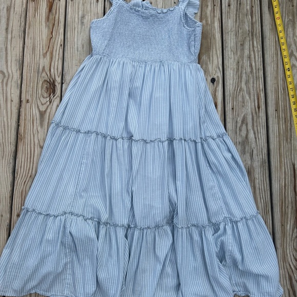 Old Navy Midi Dress Tiered Ruffled Sz XL Cottage Core Blue White Striped‎ - Picture 8 of 9